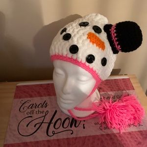 Snowman hat hand Crocheted